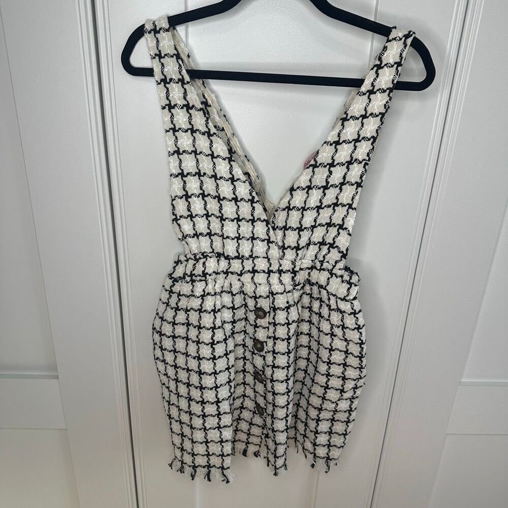 Frille Rose Black Cream Stretchy overall dress Size XL (w1)